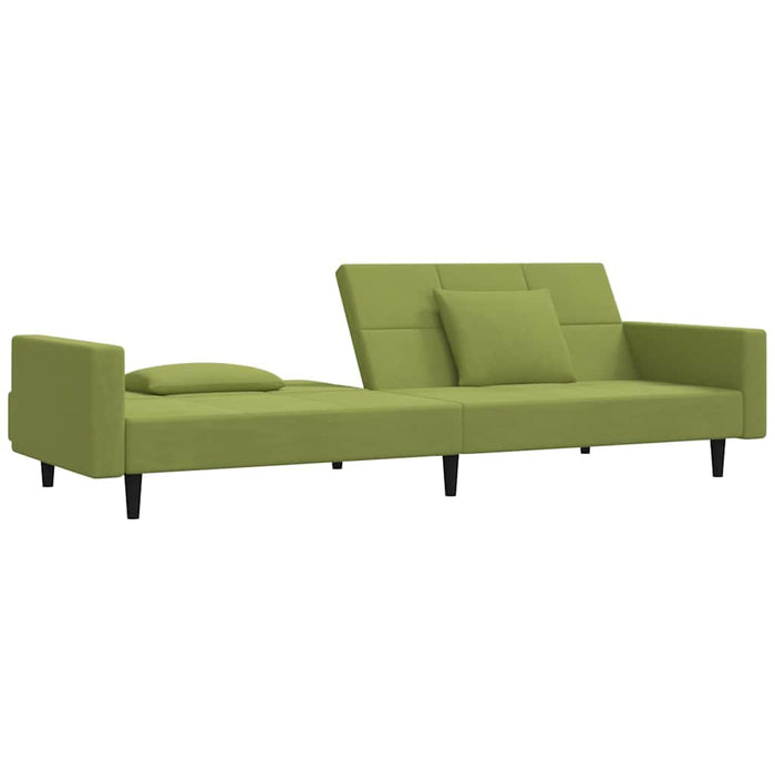 Canapea extensibilă cu 2 locuri, 2 perne, verde deschis catifea WALTI