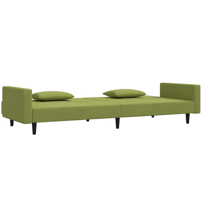 Canapea extensibilă cu 2 locuri, 2 perne, verde deschis catifea WALTI