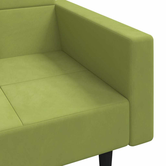 Canapea extensibilă cu 2 locuri, 2 perne, verde deschis catifea WALTI
