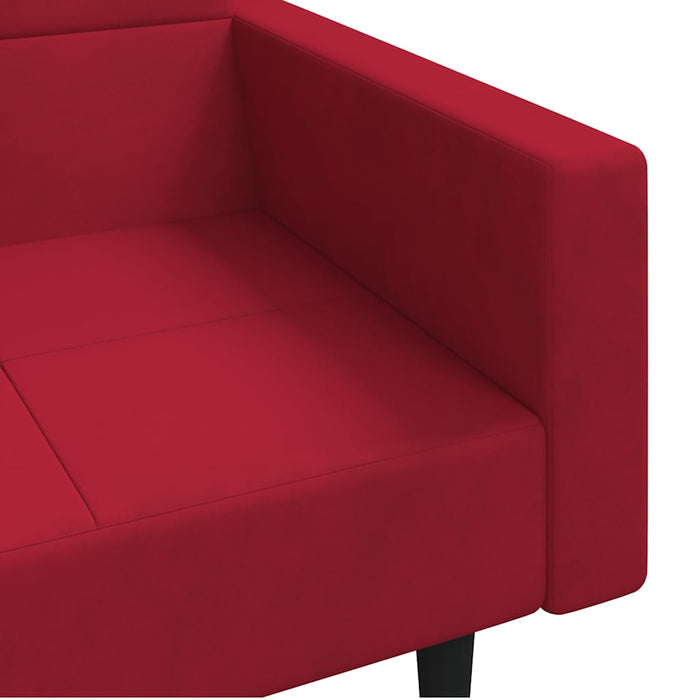 Canapea extensibilă cu 2 locuri, 2 perne, roșu vin, catifea WALTI
