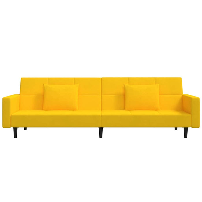 Canapea extensibilă cu 2 locuri, 2 perne, galben, catifea WALTI