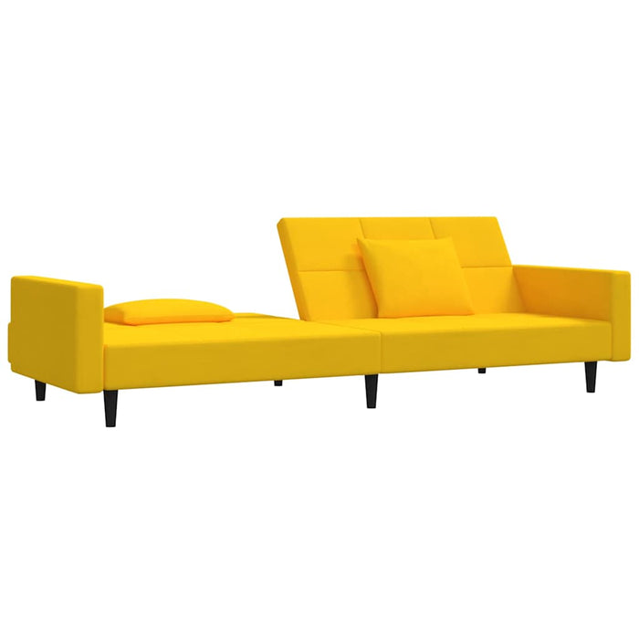 Canapea extensibilă cu 2 locuri, 2 perne, galben, catifea WALTI