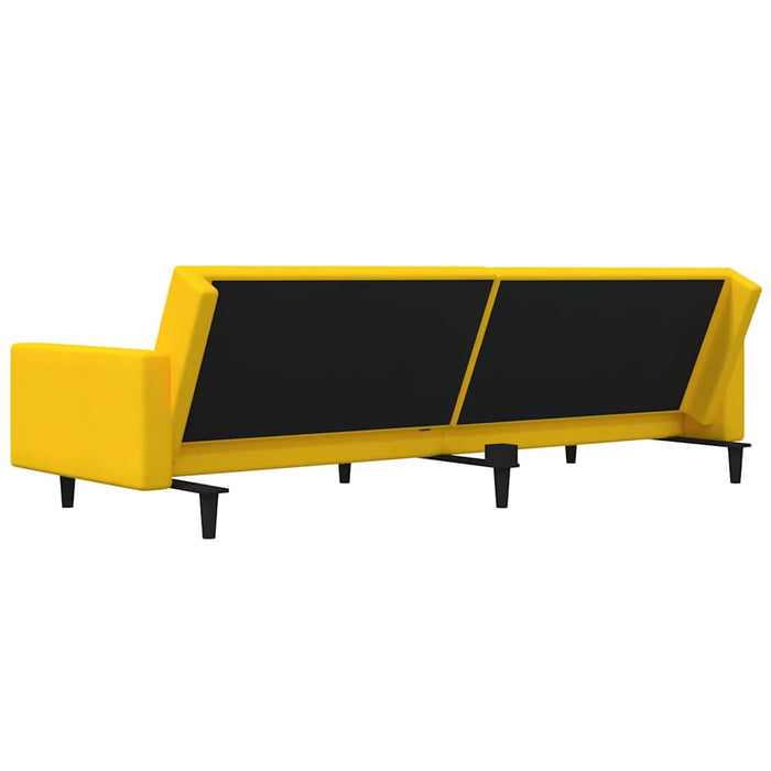 Canapea extensibilă cu 2 locuri, 2 perne, galben, catifea WALTI