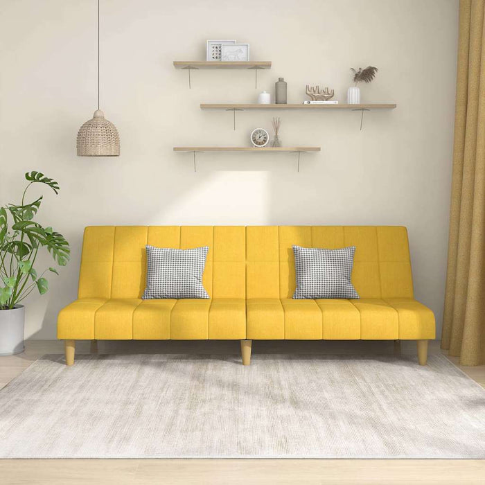 Canapea extensibilă cu 2 locuri, galben, textil WALTI