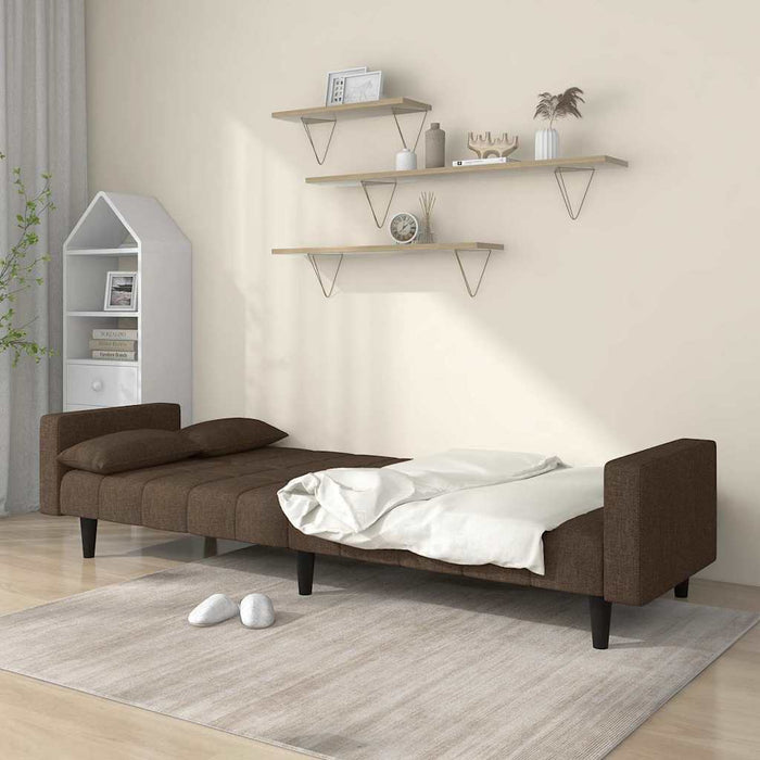 Canapea extensibilă cu 2 locuri, 2 perne, maro, textil WALTI