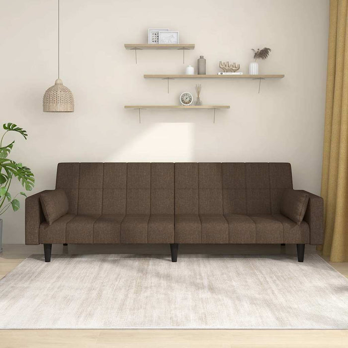 Canapea extensibilă cu 2 locuri, 2 perne, maro, textil WALTI