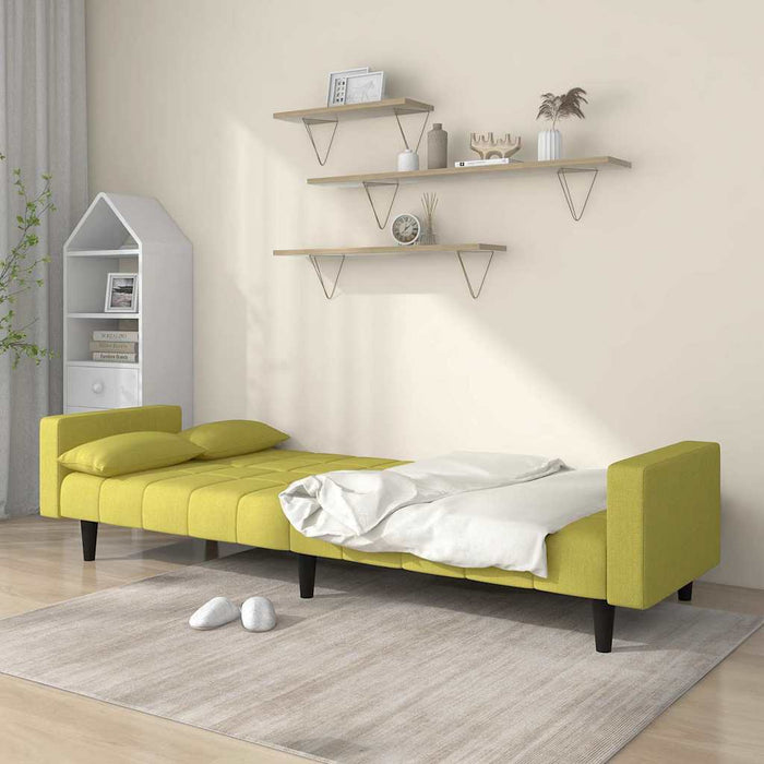 Canapea extensibilă cu 2 locuri, 2 perne, verde, textil WALTI