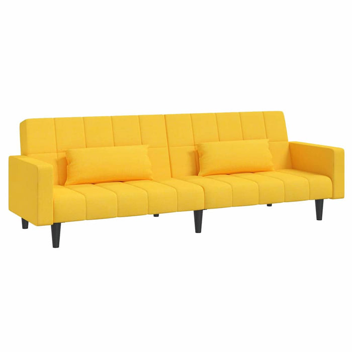 Canapea extensibilă cu 2 locuri, 2 perne, galben, textil WALTI