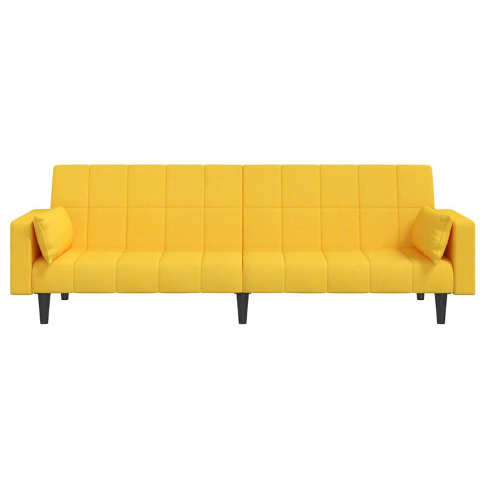 Canapea extensibilă cu 2 locuri, 2 perne, galben, textil WALTI