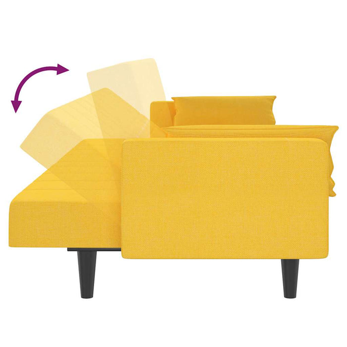 Canapea extensibilă cu 2 locuri, 2 perne, galben, textil WALTI