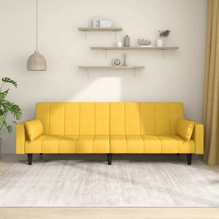 Canapea extensibilă cu 2 locuri, 2 perne, galben, textil WALTI