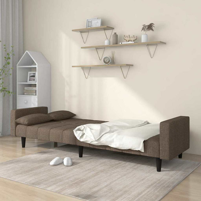 Canapea extensibilă cu 2 locuri, 2 perne, gri taupe, textil WALTI