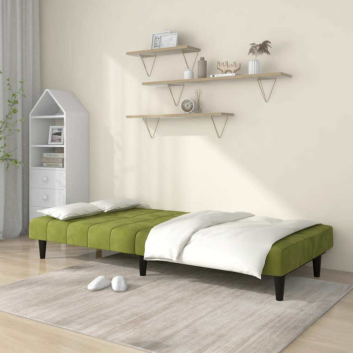 Canapea extensibilă cu 2 locuri, verde deschis, catifea WALTI
