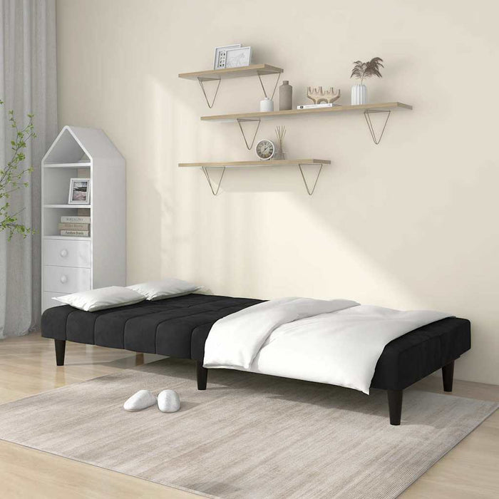 Canapea extensibilă cu 2 locuri, negru, catifea WALTI