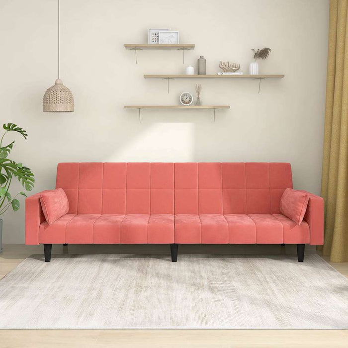 Canapea extensibilă cu 2 locuri, 2 perne, roz, catifea WALTI