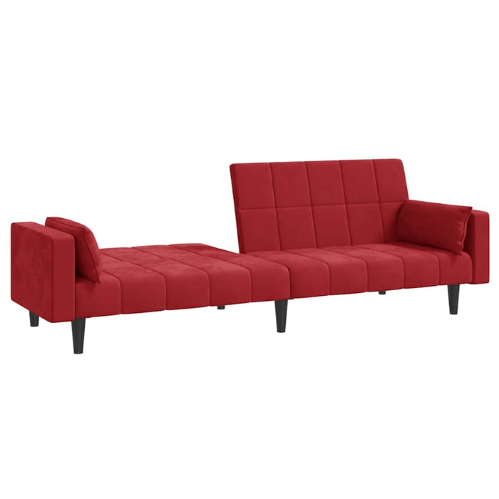 Canapea extensibilă cu 2 locuri, 2 perne, roșu vin, catifea WALTI