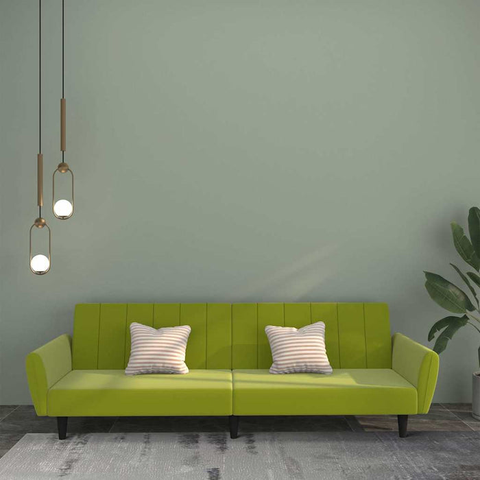 Canapea extensibilă cu 2 locuri, verde deschis, catifea WALTI