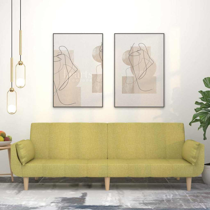 Canapea extensibilă cu 2 locuri, 2 perne, verde, textil WALTI