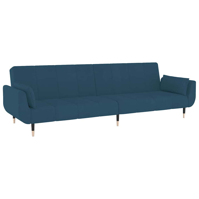 Canapea extensibilă cu 2 locuri, 2 perne, albastru, catifea - WALTI WALTI