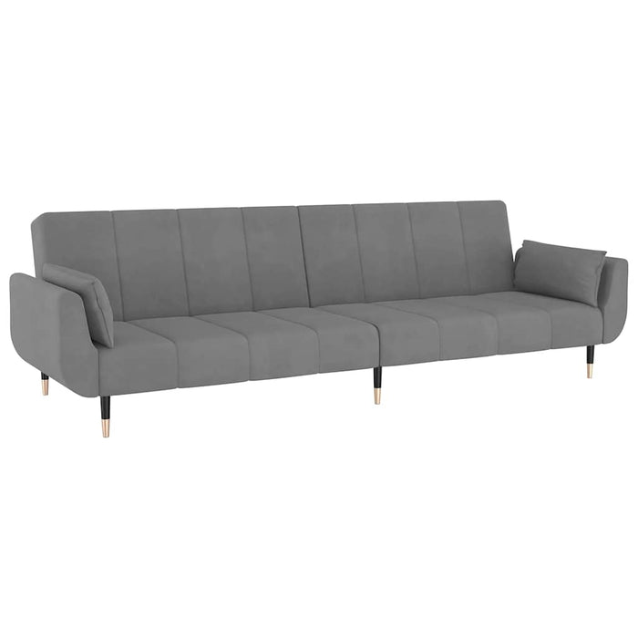 Canapea extensibilă cu 2 locuri, 2 perne, gri deschis, catifea - WALTI WALTI