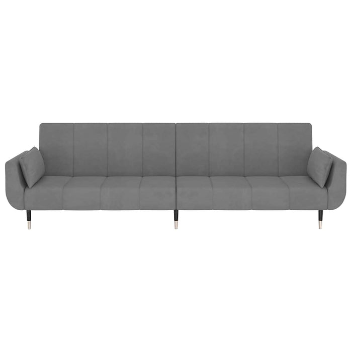 Canapea extensibilă cu 2 locuri, 2 perne, gri deschis, catifea - WALTI WALTI