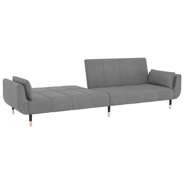 Canapea extensibilă cu 2 locuri, 2 perne, gri deschis, catifea - WALTI WALTI