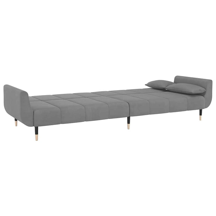 Canapea extensibilă cu 2 locuri, 2 perne, gri deschis, catifea - WALTI WALTI
