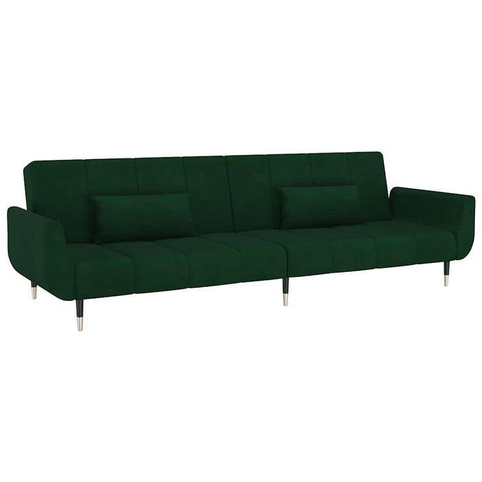 Canapea extensibilă cu 2 locuri, 2 perne, verde închis, catifea - WALTI WALTI