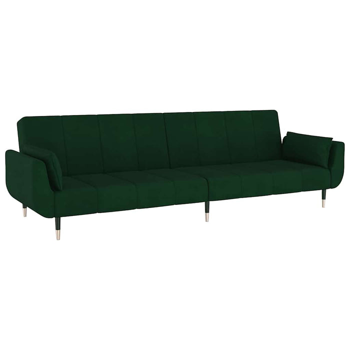 Canapea extensibilă cu 2 locuri, 2 perne, verde închis, catifea - WALTI WALTI