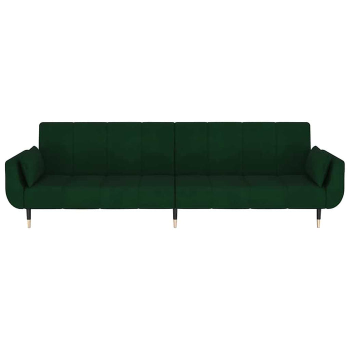 Canapea extensibilă cu 2 locuri, 2 perne, verde închis, catifea - WALTI WALTI