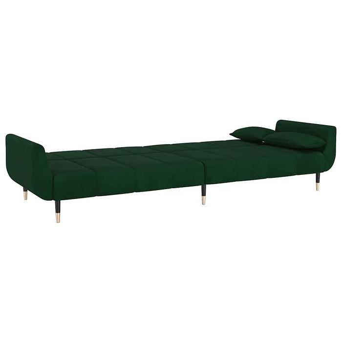 Canapea extensibilă cu 2 locuri, 2 perne, verde închis, catifea - WALTI WALTI