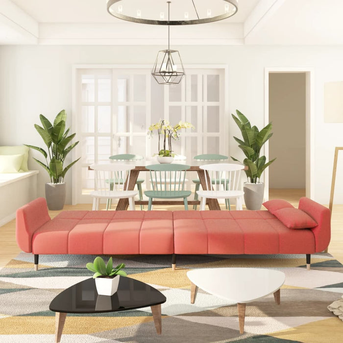 Canapea extensibilă cu 2 locuri, 2 perne, roz, catifea - WALTI WALTI