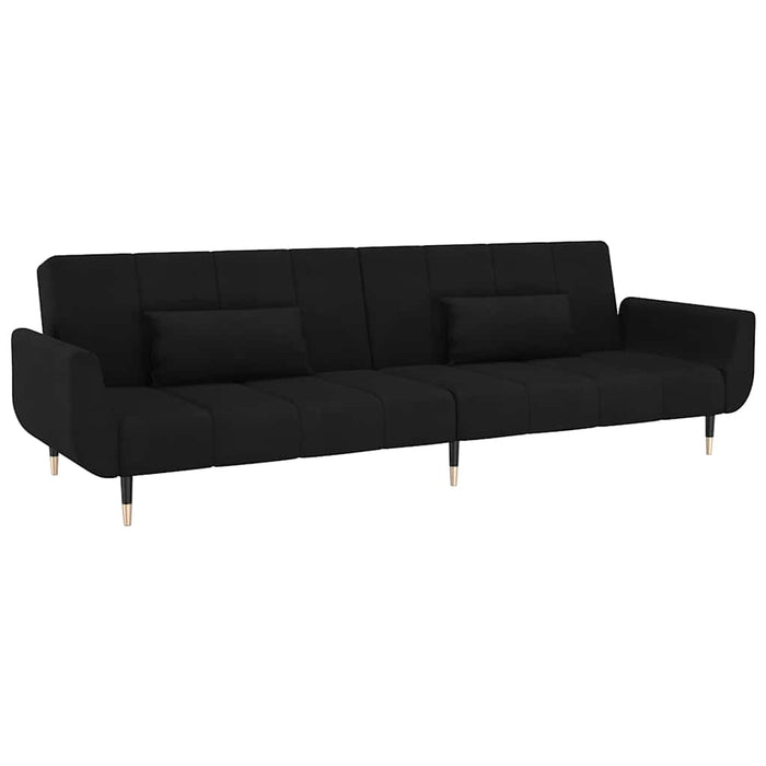 Canapea extensibilă cu 2 locuri, 2 perne, negru, catifea - WALTI WALTI