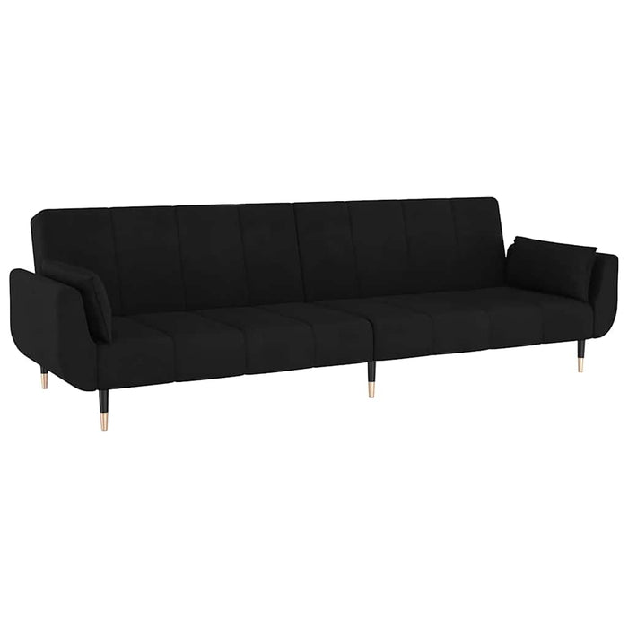 Canapea extensibilă cu 2 locuri, 2 perne, negru, catifea - WALTI WALTI