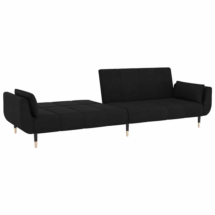 Canapea extensibilă cu 2 locuri, 2 perne, negru, catifea - WALTI WALTI