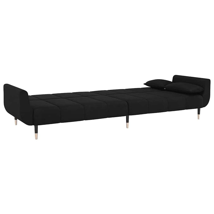 Canapea extensibilă cu 2 locuri, 2 perne, negru, catifea - WALTI WALTI