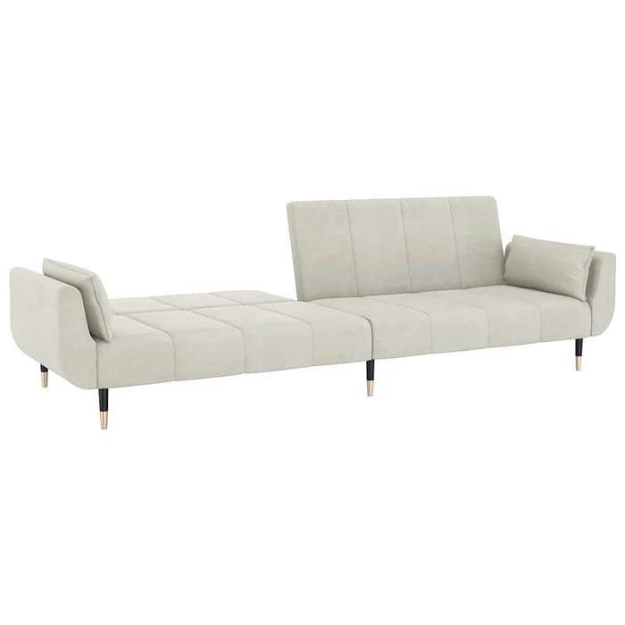 Canapea extensibilă cu 2 locuri, 2 perne, crem, catifea - WALTI WALTI