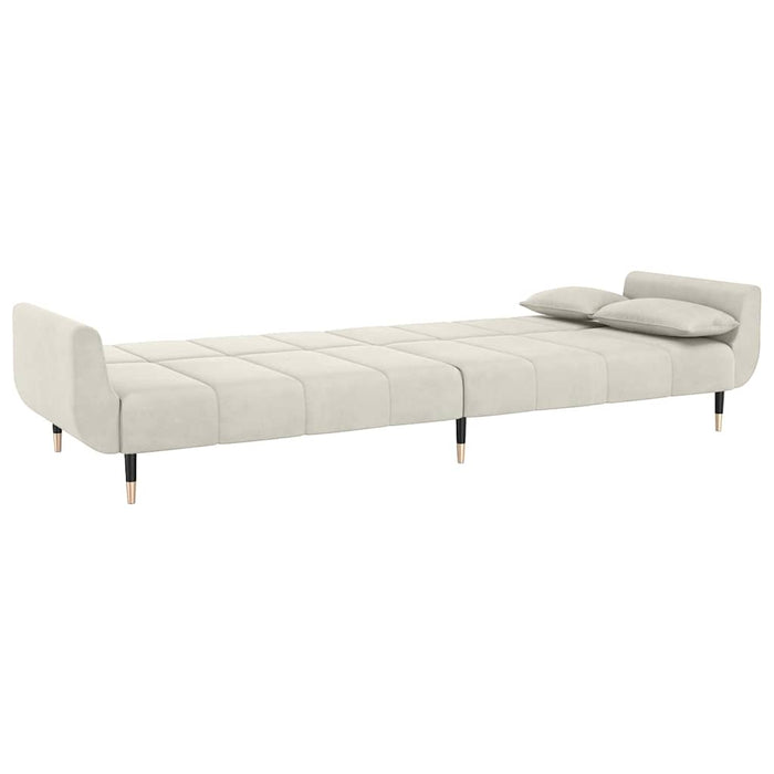 Canapea extensibilă cu 2 locuri, 2 perne, crem, catifea - WALTI WALTI