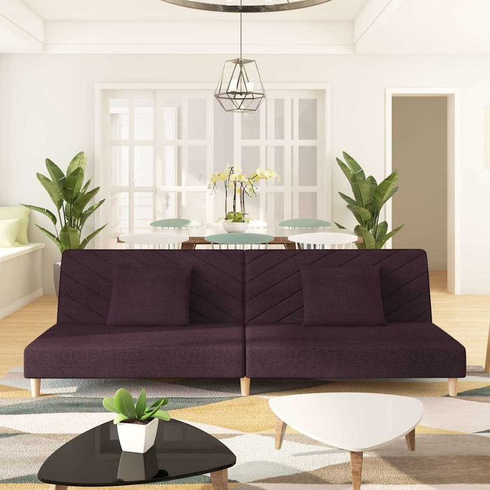 Canapea extensibilă cu 2 locuri, 2 perne, violet, textil WALTI