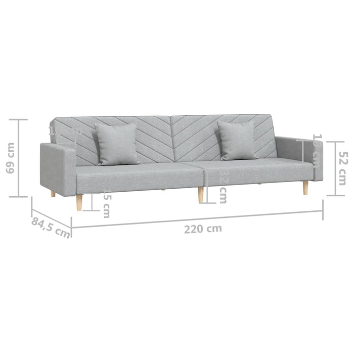 Canapea extensibilă cu 2 locuri, 2 perne, gri deschis, textil WALTI
