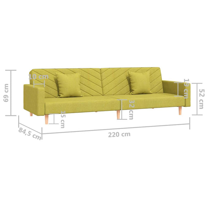 Canapea extensibilă cu 2 locuri, 2 perne, verde, textil WALTI