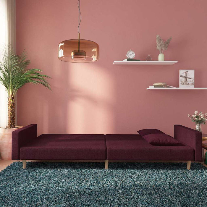 Canapea extensibilă cu 2 locuri, 2 perne, violet, textil WALTI