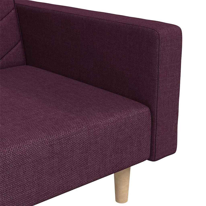 Canapea extensibilă cu 2 locuri, 2 perne, violet, textil WALTI