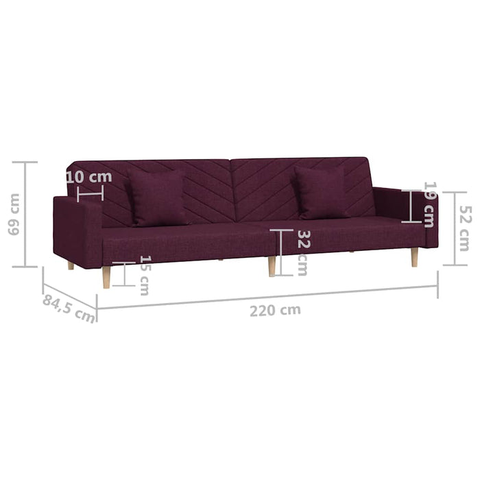 Canapea extensibilă cu 2 locuri, 2 perne, violet, textil WALTI