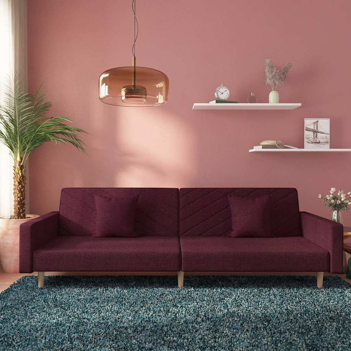 Canapea extensibilă cu 2 locuri, 2 perne, violet, textil WALTI