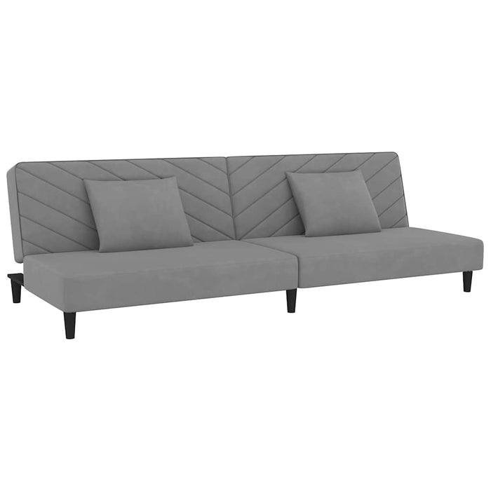 Canapea extensibilă cu 2 locuri, 2 perne, gri deschis, catifea WALTI
