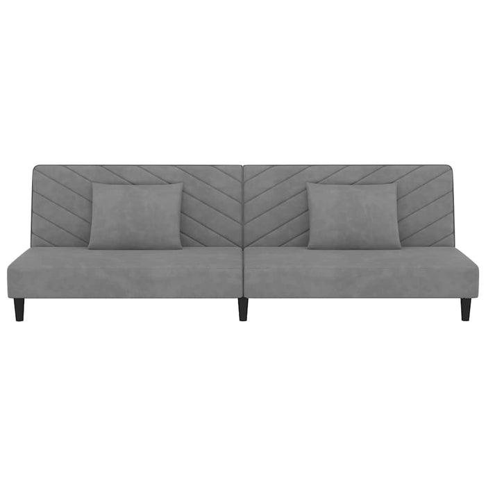 Canapea extensibilă cu 2 locuri, 2 perne, gri deschis, catifea WALTI