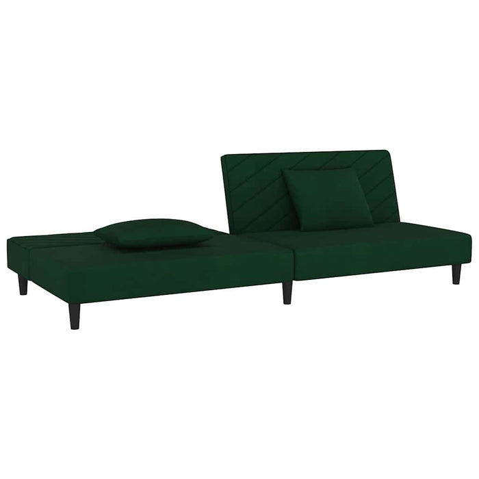 Canapea extensibilă cu 2 locuri, 2 perne, verde închis catifea WALTI