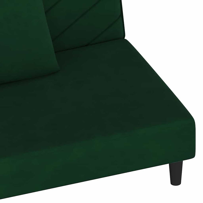 Canapea extensibilă cu 2 locuri, 2 perne, verde închis catifea WALTI