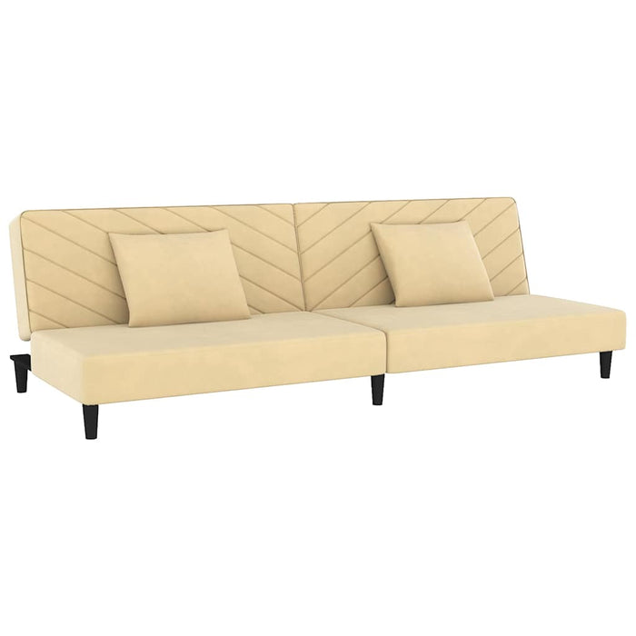 Canapea extensibilă cu 2 locuri, 2 perne, crem, catifea WALTI